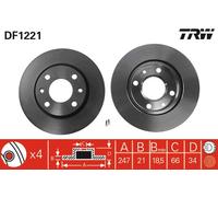 2x Bremsscheibe TRW DF1221 für CITROËN PEUGEOT SAXO ZX XSARA 106 SW 7A N5 7B AX