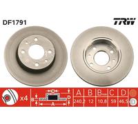 2x Bremsscheibe TRW DF1791 für FIAT AUTOBIANCHI LANCIA PANDA UNO Y10 FIORINO up