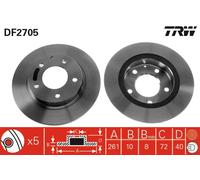 2x Bremsscheibe TRW DF2705 für MAZDA PREMACY MX 626 FORD GE GF PROBE XEDOS 5 4 2