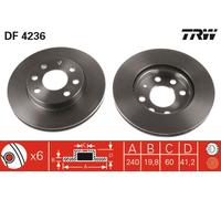 2x Bremsscheibe TRW DF4236 für OPEL CORSA X01 F08 F68 W5L 16V Twinport