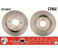 2x Bremsscheibe TRW DF4801 für PICANTO KIA HYUNDAI PA TA i10 1 CRDi LPG SA 2 3