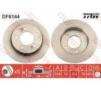 2x Bremsscheibe TRW DF6144 für KIA VENGA HYUNDAI JC YN ix20 CRDi LPG Hatchback