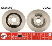 2x Bremsscheibe TRW SINGLE DF4893S für A6 AUDI 4FH 4F2 C6 4F5 Allroad Avant TDI