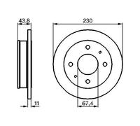 2x Bremsscheibe voll 0 986 478 727 BOSCH für HYUNDAI ATOS
