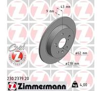 ZIMMERMANN Bremsscheibe COAT Z hinten rechts links voll 278mm für SUZUKI FIAT 230.2379.20