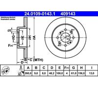 2x Bremsscheibe voll 24.0109-0143.1 ATE für HONDA CIVIC VI Hatchback