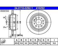 2x Bremsscheibe voll 24.0110-0292.1 ATE für VOLVO V70 I 850 Kombi