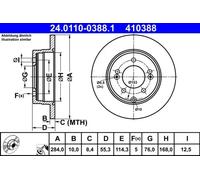 ATE Bremsscheibe 24011003881 voll 284mm 10mm für KIA