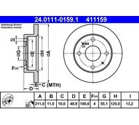 ATE Bremsscheibe vorne rechts links voll 211mm für DAIHATSU 24.0111-0159.1
