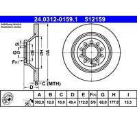 Bremsscheibe ATE Power Disc 24.0312-0159.1, 1 Stück