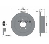 TEXTAR Bremsscheibe PRO hinten rechts links voll 285mm für JEEP 92194003