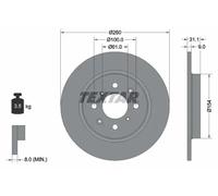 TEXTAR Bremsscheibe PRO hinten rechts links voll 260mm für HONDA 92234203