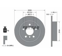 TEXTAR Bremsscheibe PRO hinten rechts links voll 259mm für MINI 92279303