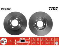 2x Bremsscheibe voll DF4365 TRW für MG MGF MG TF