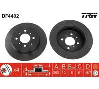 2x Bremsscheibe voll DF4402 TRW für HONDA MG