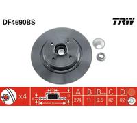 2x Bremsscheibe voll DF4690BS TRW für RENAULT GRAND SCÉNIC II SCÉNIC II
