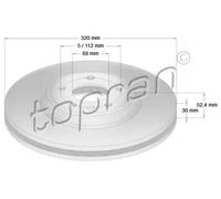 2x Bremsscheibe Vorderachse belüftet 113 010 TOPRAN für AUDI Q5 A4 B8 A5