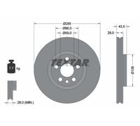 TEXTAR Bremsscheibe PRO vorne rechts links innenbelüftet 285mm für PEUGEOT FIAT CITROËN 92115003