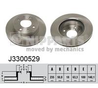 2x Bremsscheibe Vorderachse innenbelüftet J3300529 NIPPARTS für HYUNDAI ATOS