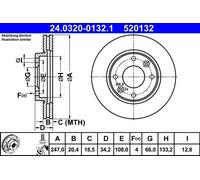 2x Bremsscheibe vorne Ate 24.0320-0132.1 für CITROËN PEUGEOT