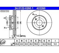 2X BREMSSCHEIBE VORNE ATE 240122 02601 FÜR HYUNDAI KIA