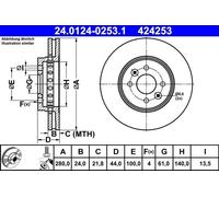 2X BREMSSCHEIBE VORNE ATE 240124 02531 FÜR DACIA RENAULT
