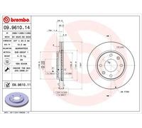2x BREMBO Bremsscheibe COATED DISC LINE 09.9610.11