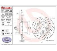 BREMBO Bremsscheibe COATED DISC LINE vorne rechts links Geschlitzt/Gelocht 294mm für MINI 09.A047.21