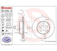 BREMBO Bremsscheibe COATED DISC LINE 09a73611 288mm 25mm für Mercedes