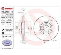 BREMBO Bremsscheibe COATED DISC LINE vorne rechts links belüftet 304mm für CITROËN (DF-PSA) PEUGEOT TOYOTA IVECO VAUXHALL OPEL DS 09.C133.11