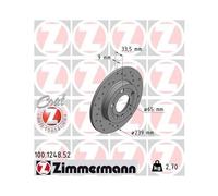 2x Bremsscheibe voll 100.1248.52 ZIMMERMANN für AUDI VW SKODA