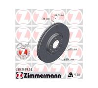 2x Bremsscheibe ZIMMERMANN 430.1499.52 passend für OPEL SAAB GENERAL MOTORS