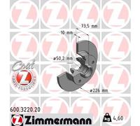 2x Bremsscheibe Zimmermann 600.3220.20 2 Bremsscheiben Hinterachse Hinten