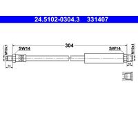 2x Bremsschlauch ATE 24.5102-0304.3/2x für BMW 5er E60 Touring E61 3er E30 7er