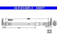 2x Bremsschlauch ATE 24.5123-0281.3/2x für MERCEDES KLASSE W210 W203 Model S203