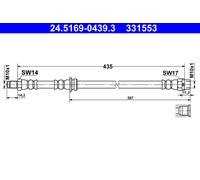 2x Bremsschlauch ATE 24.5169-0439.3/2x für BMW X5 E70 F15 F85 X6 E71 E72 F16 F86