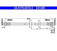 2x Bremsschlauch ATE 24.5170-0315.3/2x für VW GOLF 2 19E 1G1 JETTA 1G2 165 B2 1