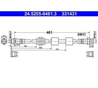 2x Bremsschlauch ATE 24.5205-0461.3/2x für VW SHARAN 7M8 7M9 7M6 20V TDI 4motion