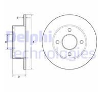 DELPHI Bremsscheibe bg2343 245mm 10mm für AUDI