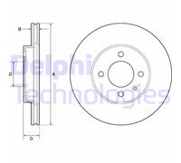 DELPHI Bremsscheibe bg2455 256mm 20mm für VW