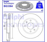 DELPHI Bremsscheibe vorne rechts links voll 247mm für PEUGEOT CITROËN BG3364