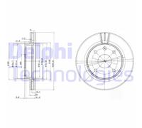 DELPHI Bremsscheibe vorne rechts links belüftet 256mm für DAEWOO BUICK (SGM) CHEVROLET BG4003
