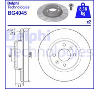 DELPHI Bremsscheibe vorne rechts links voll 259mm für RENAULT DACIA SMART BG4045