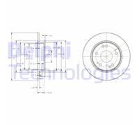 DELPHI Bremsscheibe hinten rechts links voll 260mm für HONDA BG4118C