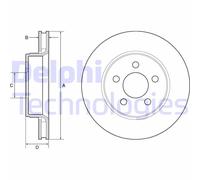 Delphi Bremsscheibe BG4642 vorne rechts/links belüftet 302 mm für Dodge, Jeep