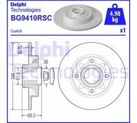 2x DELPHI BG9410RSC Bremsscheibe für CITROËN PEUGEOT