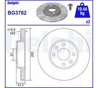 Delphi Bremsscheibe BG3762 – vorne, belüftet, 260 mm für Renault/Dacia/Nissan
