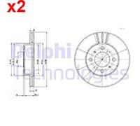 2X DELPHI Bremsscheibe Für MITSUBISHI Carisma Colt IV Lancer VI PROTON MB950922