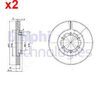 2X DELPHI Bremsscheibe Für OPEL Campo Frontera A Sport ISUZU D-Max I 569801