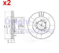2X DELPHI Bremsscheibe Für OPEL Frontera A Sport B Monterey ISUZU 569051